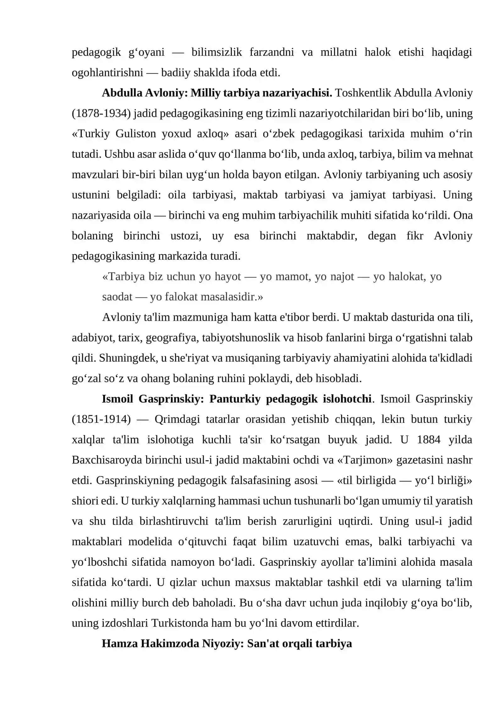 Jadid mutaffakirlarining pedagogik qarashlari. G‘arb Uyg‘onish davri pedagogikasi namoyondalarining didaktik g‘oyalari. Mavzular doirasida esse tayyorlash 2
