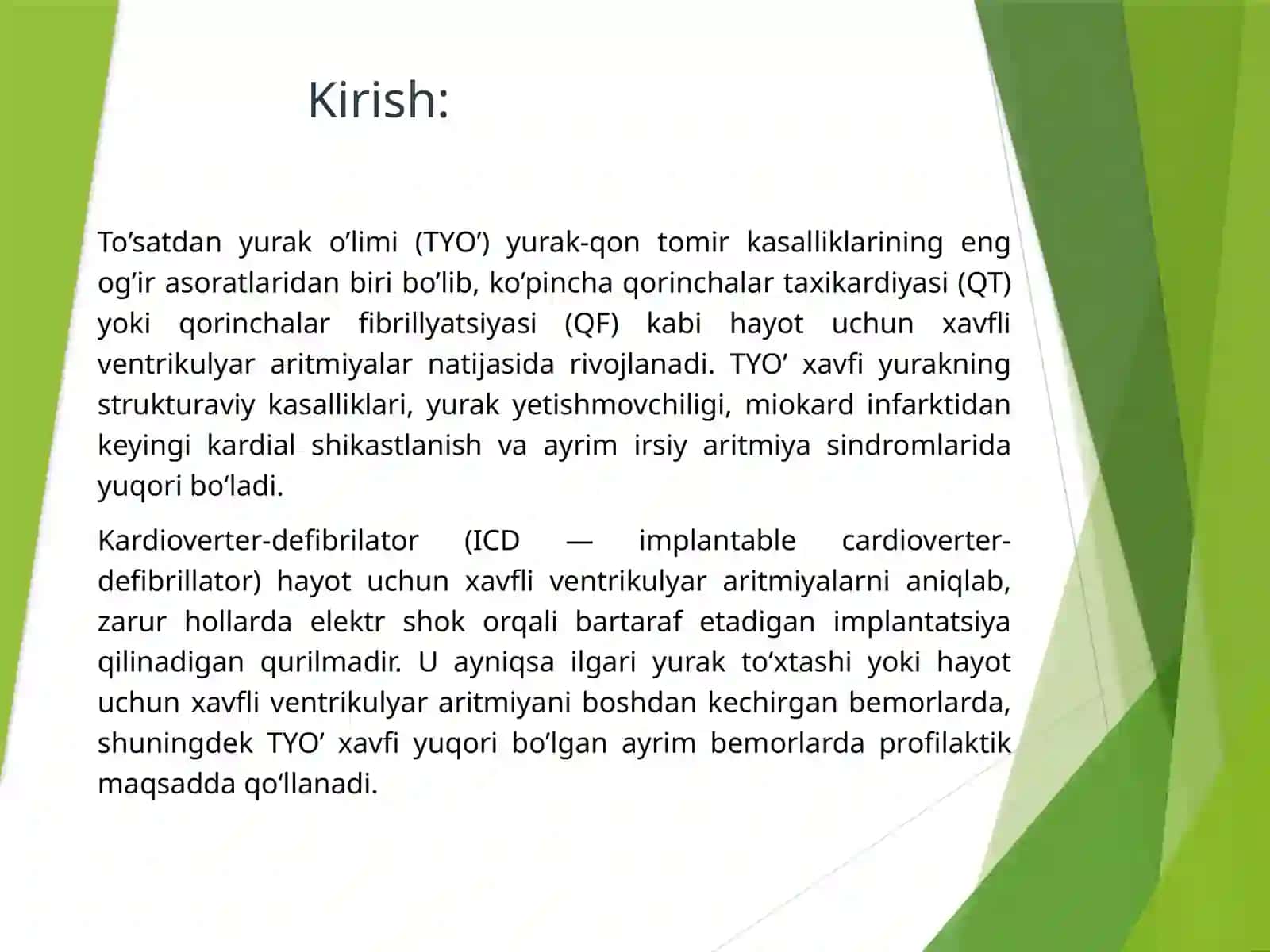 Kardioverter-defibrilator implantatsiyasiga bo‘lgan ehtiyojni baholash 2