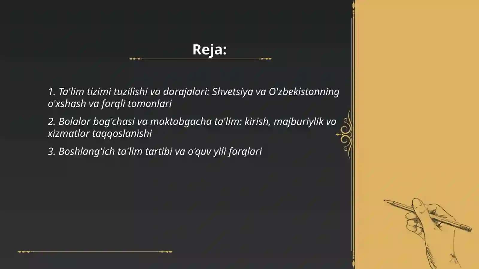Shvetsiya taʼlim tizimi va Oʻzbekiston bilan oʻxshash va farqli tomonlari 2