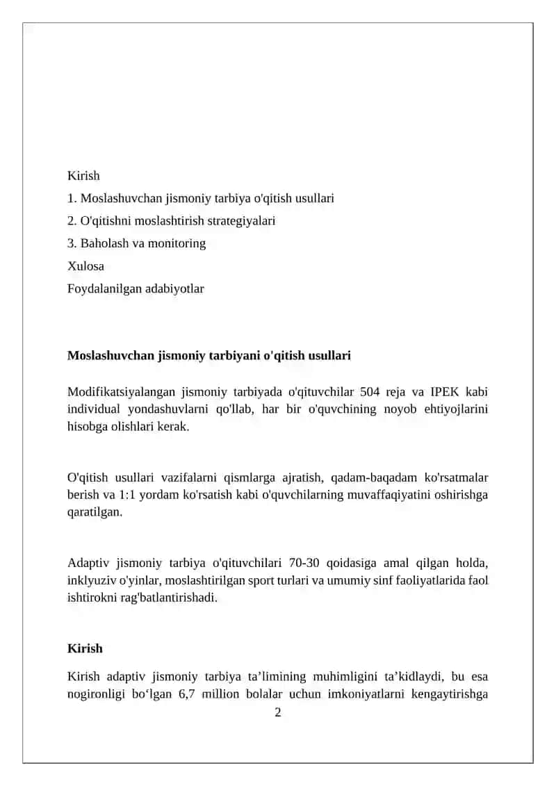 Adaptiv jismoniy tarbiya boyicha orgatish usullari 2