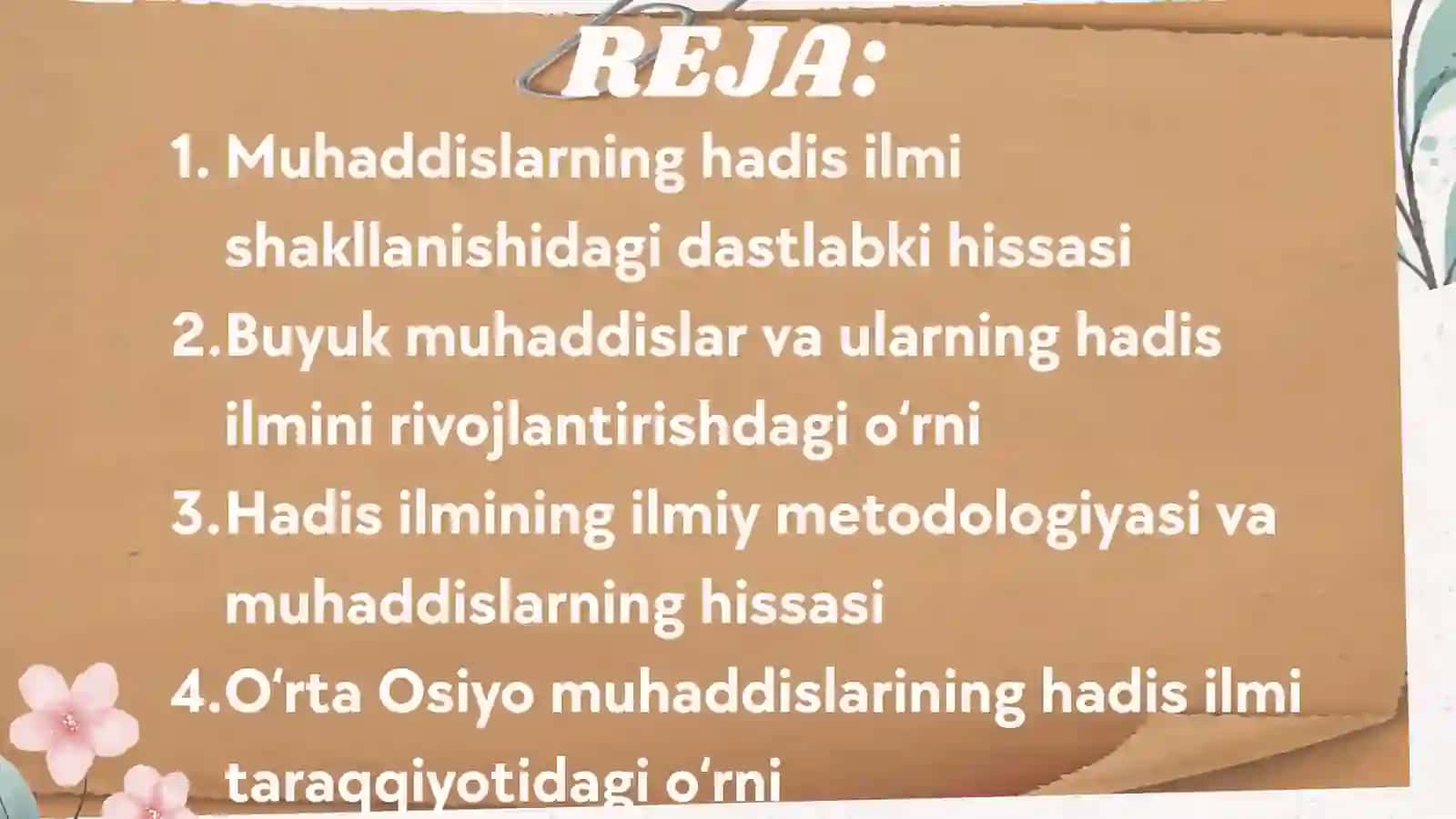 Muhaddislarning hadis ilmi rivojiga qo ' shgan hissasi 2