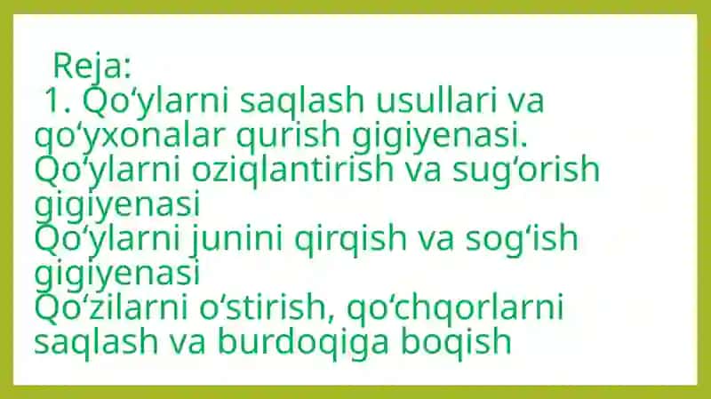 QO‘YLAR GIGIYENASI 2