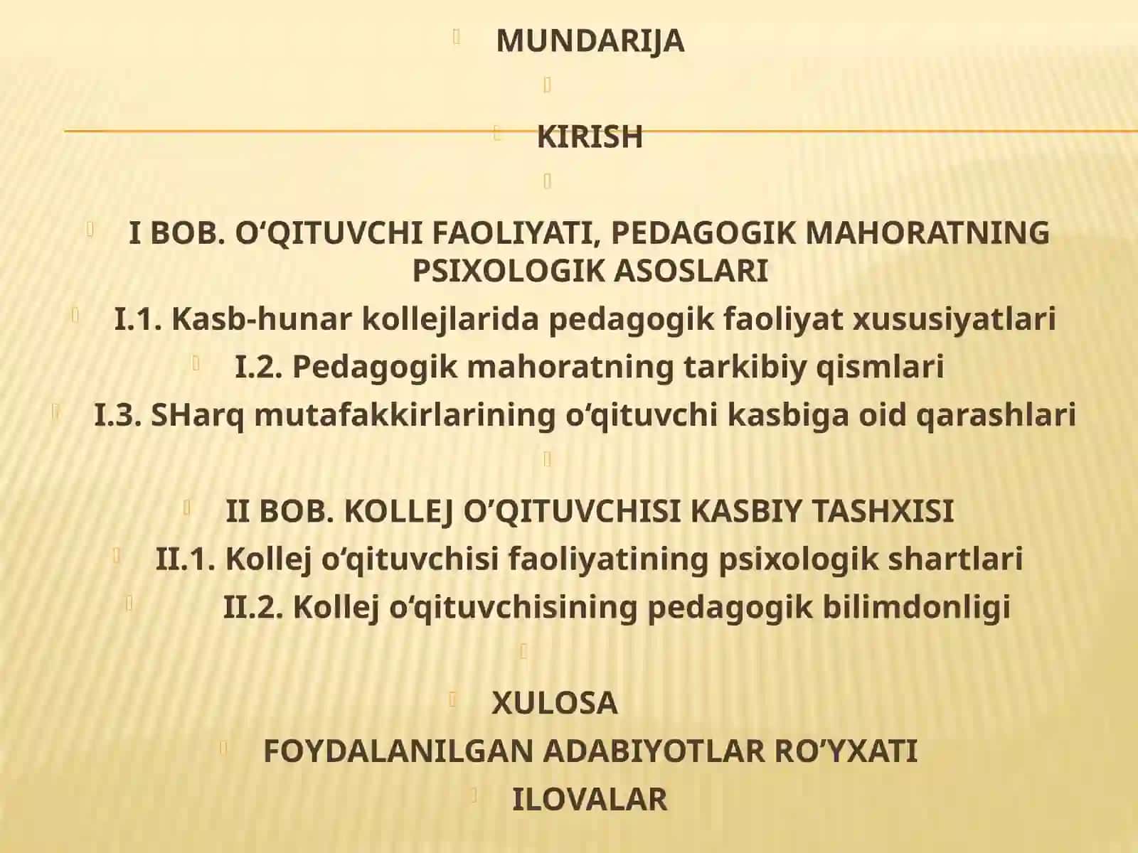 «KOLLEJO’QITUVCHISI PEDAGOGIK QOBILIYATLARI TASHXISI» 2