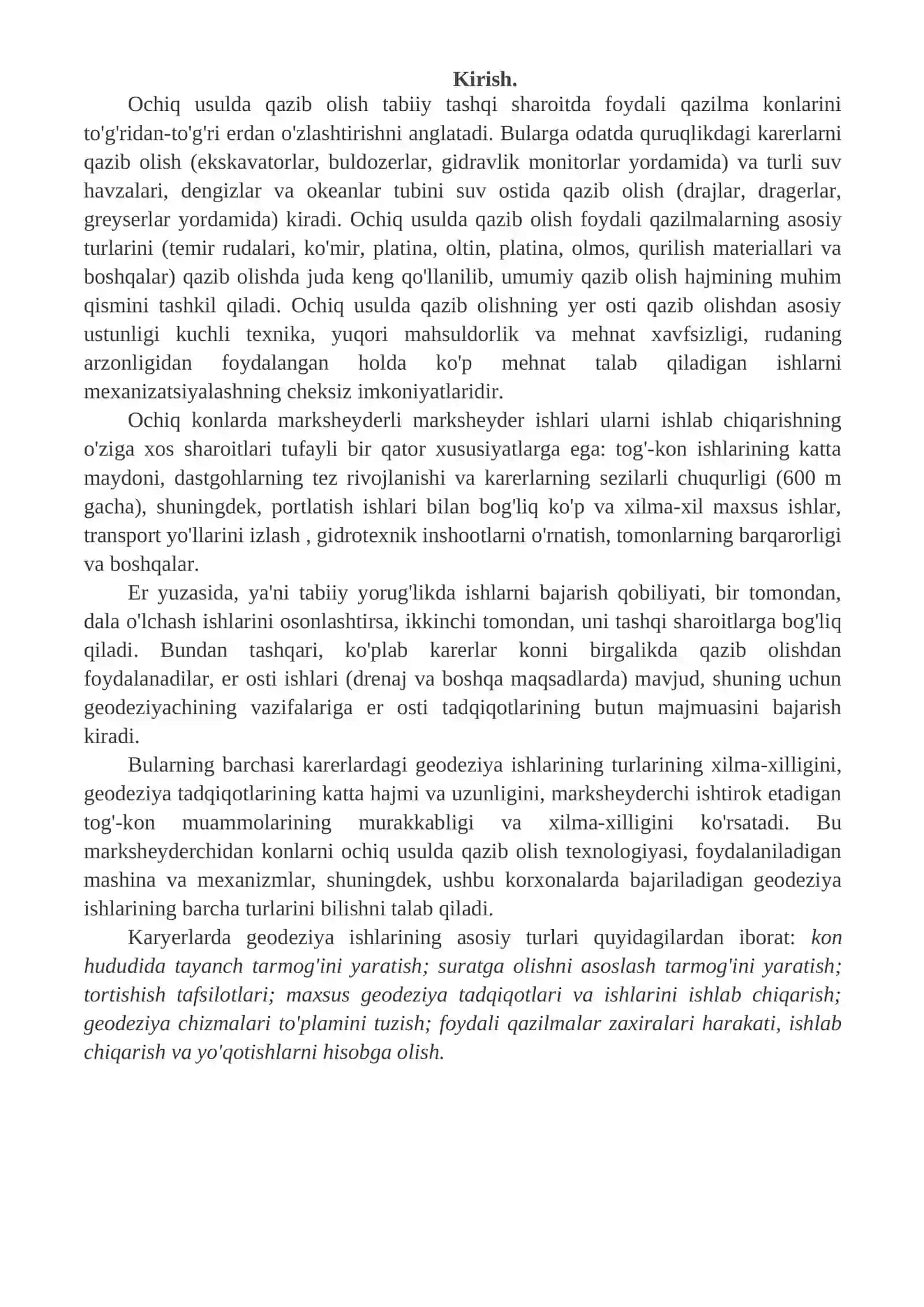 Konlarni ochiq usulda qazib olishda marksheyderlik ishlari 2
