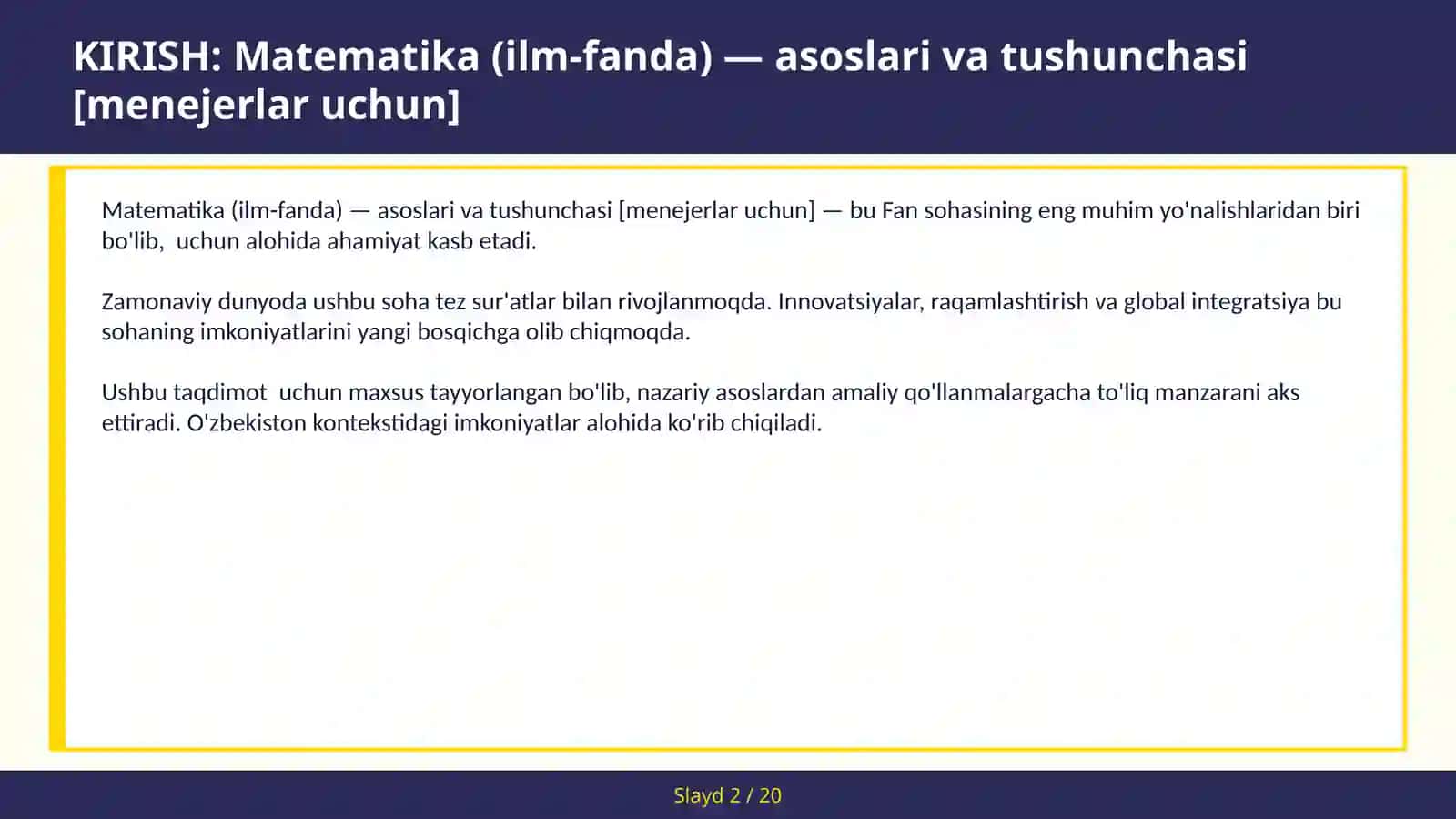 Matematika (ilm-fanda) — asoslari va tushunchasi [menejerlar uchun] 2