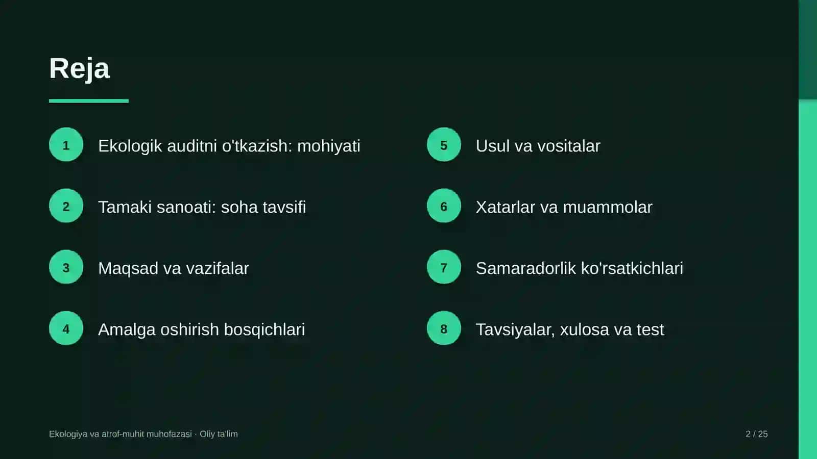 tamaki sanoatida ekologik auditni o'tkazish 5242 2