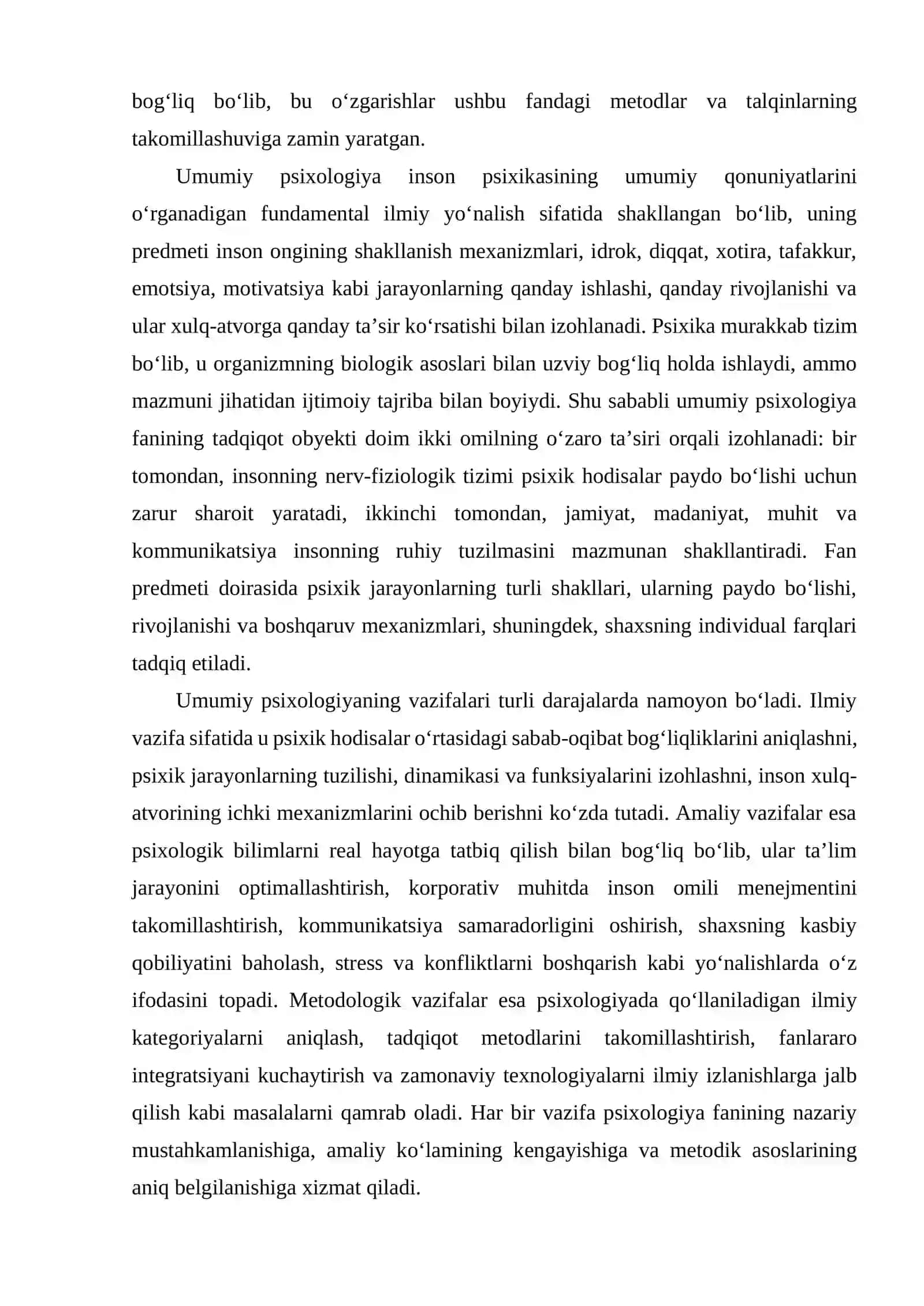 Umumiy psixologiyaning predmeti vazifalari.Rivojlanish tarixi 2