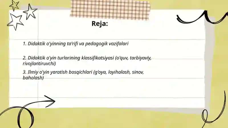 Didaktik òyin turlari.Ilmiy õyin yaratish 2