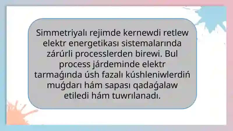 Simmetriyalıq rejimde kernewdi retlew 2