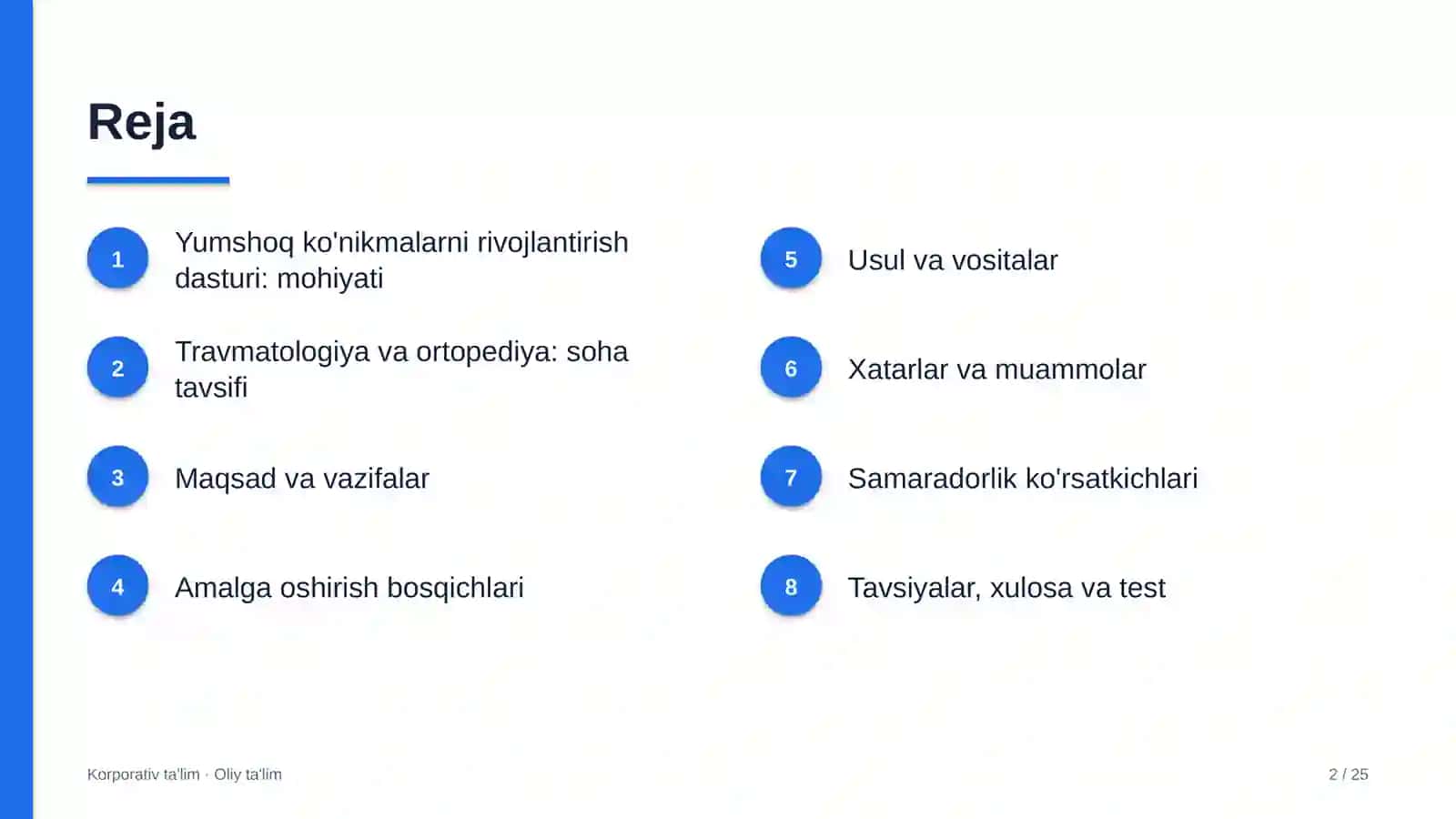 travmatologiya va ortopediya bo'limlarida yumshoq ko'nikmalarni rivojlantirish dasturi 9209 2