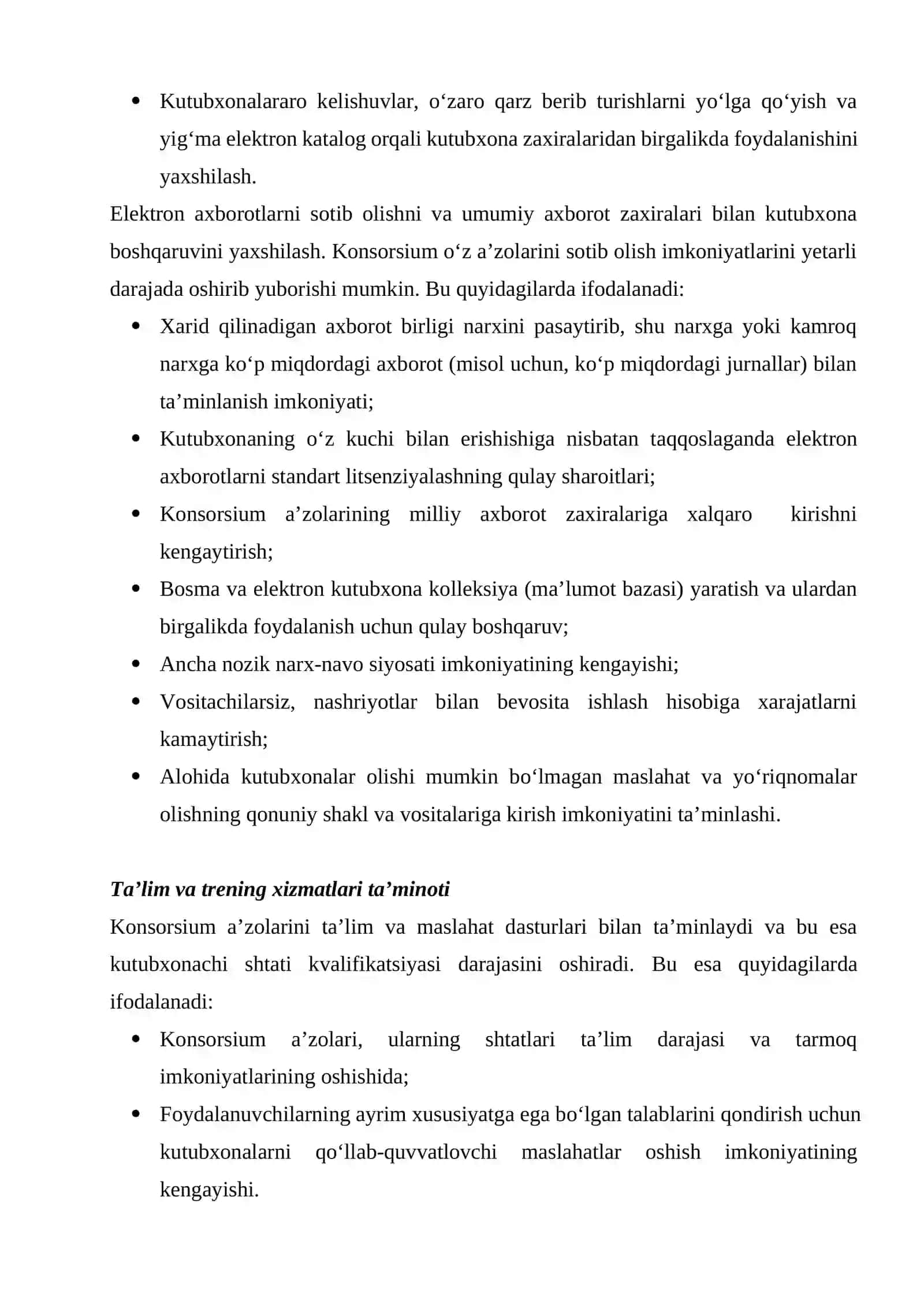 Kutubxona konsorsiumlarining maqsad va vazifalari, afzalliklari 2