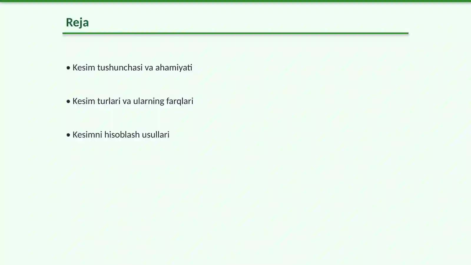 Kesim haqida maʼlumot 2