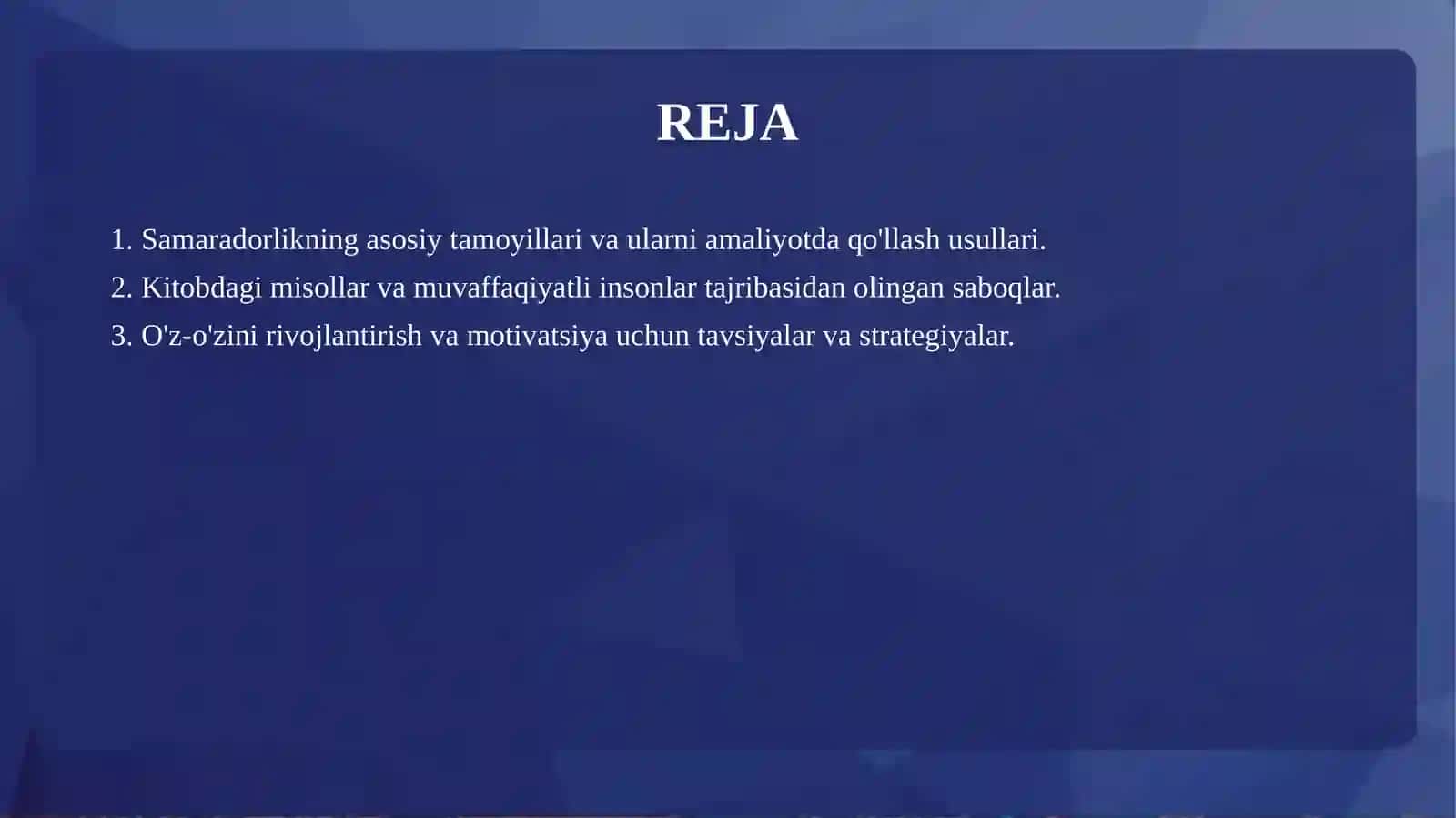 Samaradorlikning 21 yòli kitob 2