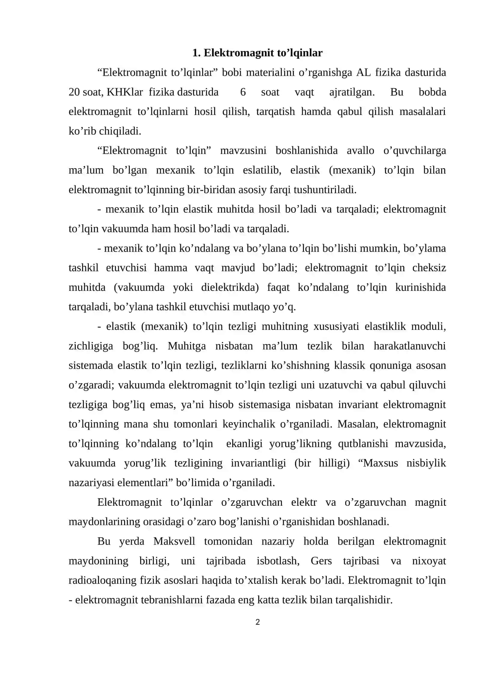 Elektromagnit to'lqinlarni tarqatish va qabul qilish usullari 2