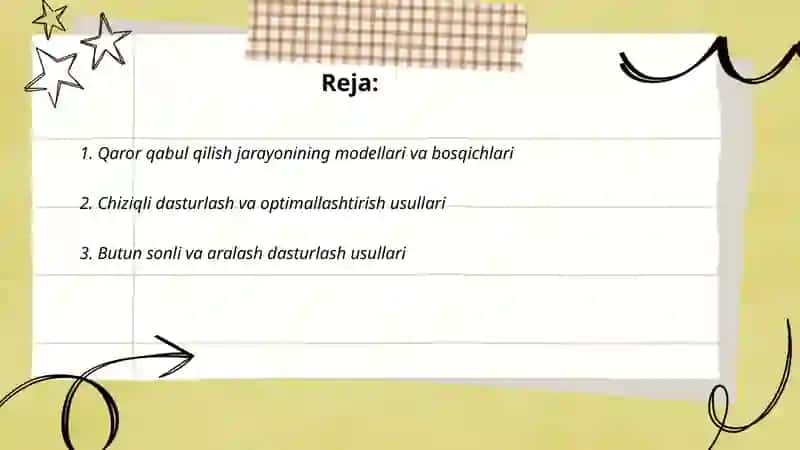 Tijorat logistikasida qaror qabul qilish usullari 2