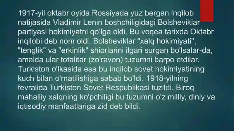 Bolsheviklar tuzumiga qarshi kurash 2