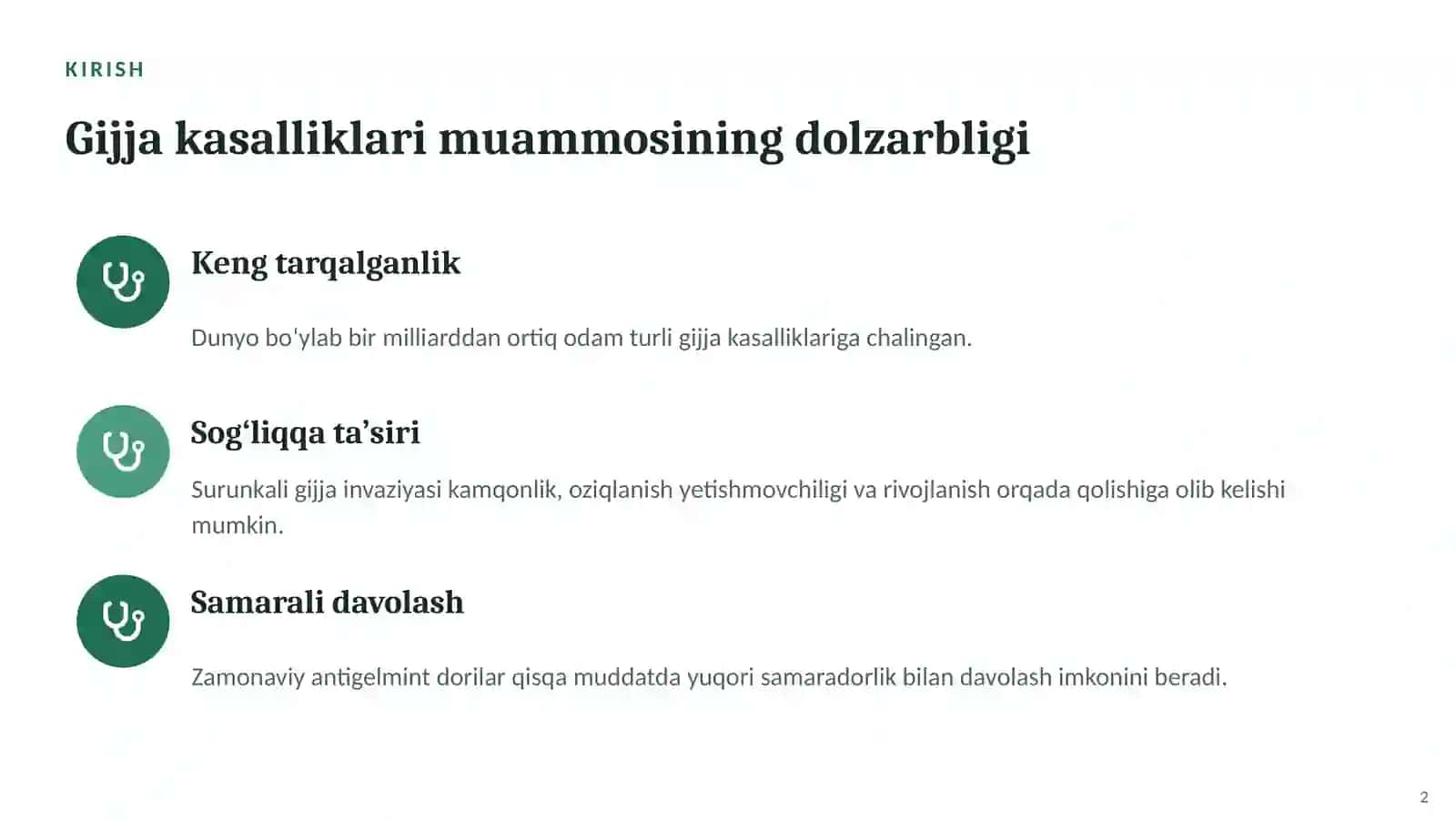 Gijja kasalliklarini davolashda qo‘llaniladigan dori vositalari | 15 slayd 2