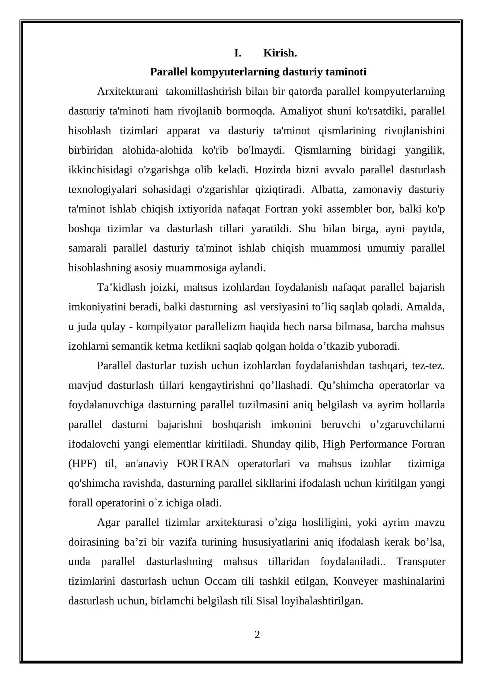 Parallel kompyuterlarning dasturiy ta’minoti 2