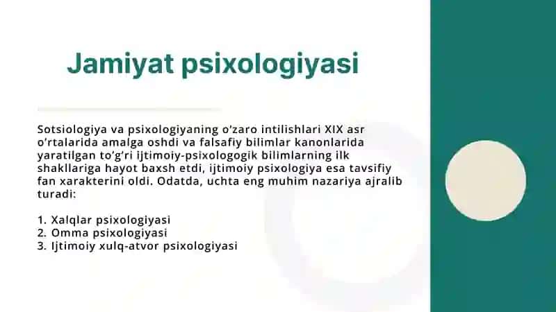 Ijtimoiy-psixologiyafanining uch nazariy ma'lumotlari: Ommaviy psixologiya sinaziya si va undagi G. Tard, S. Sigeli, G. Lebon yondashuvlari 2