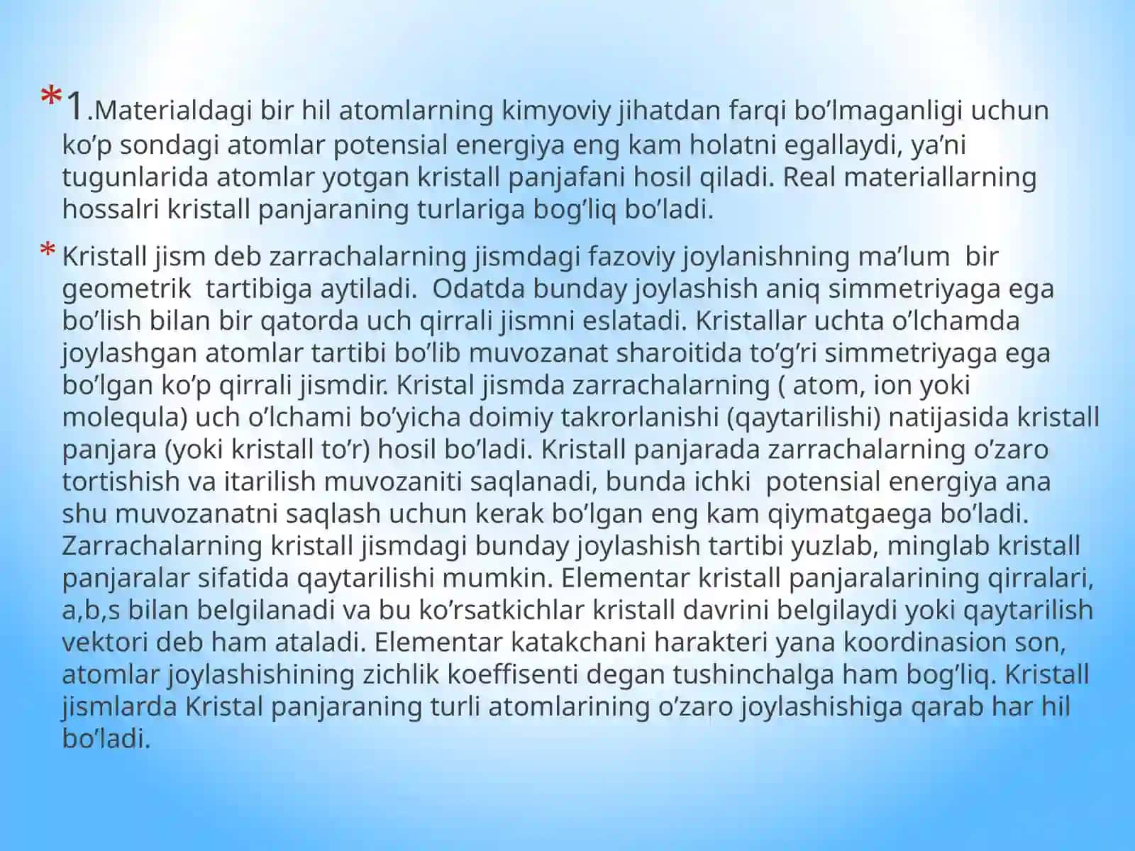 Kristal panjaradagi kuchlar 2