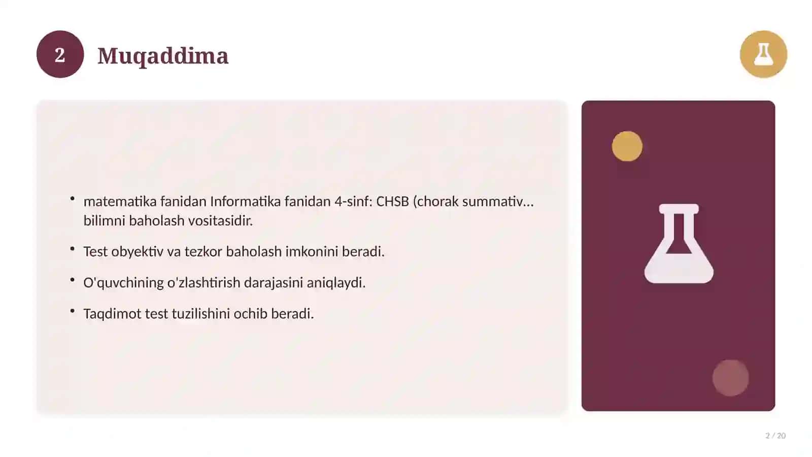 Informatika fanidan 4-sinf: CHSB (chorak summativ baholash) 2