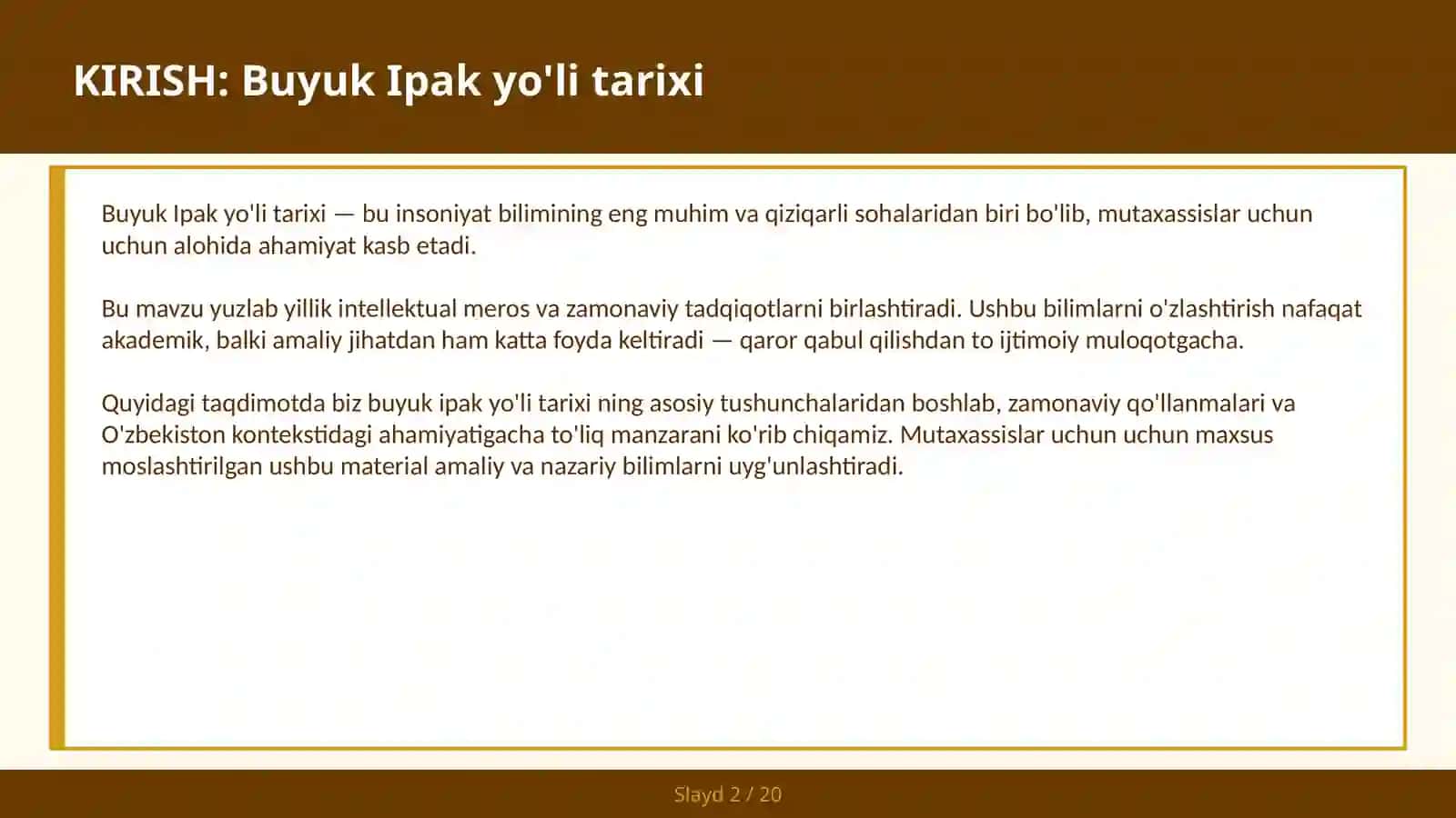 Buyuk Ipak Yo'li Tarixi 2