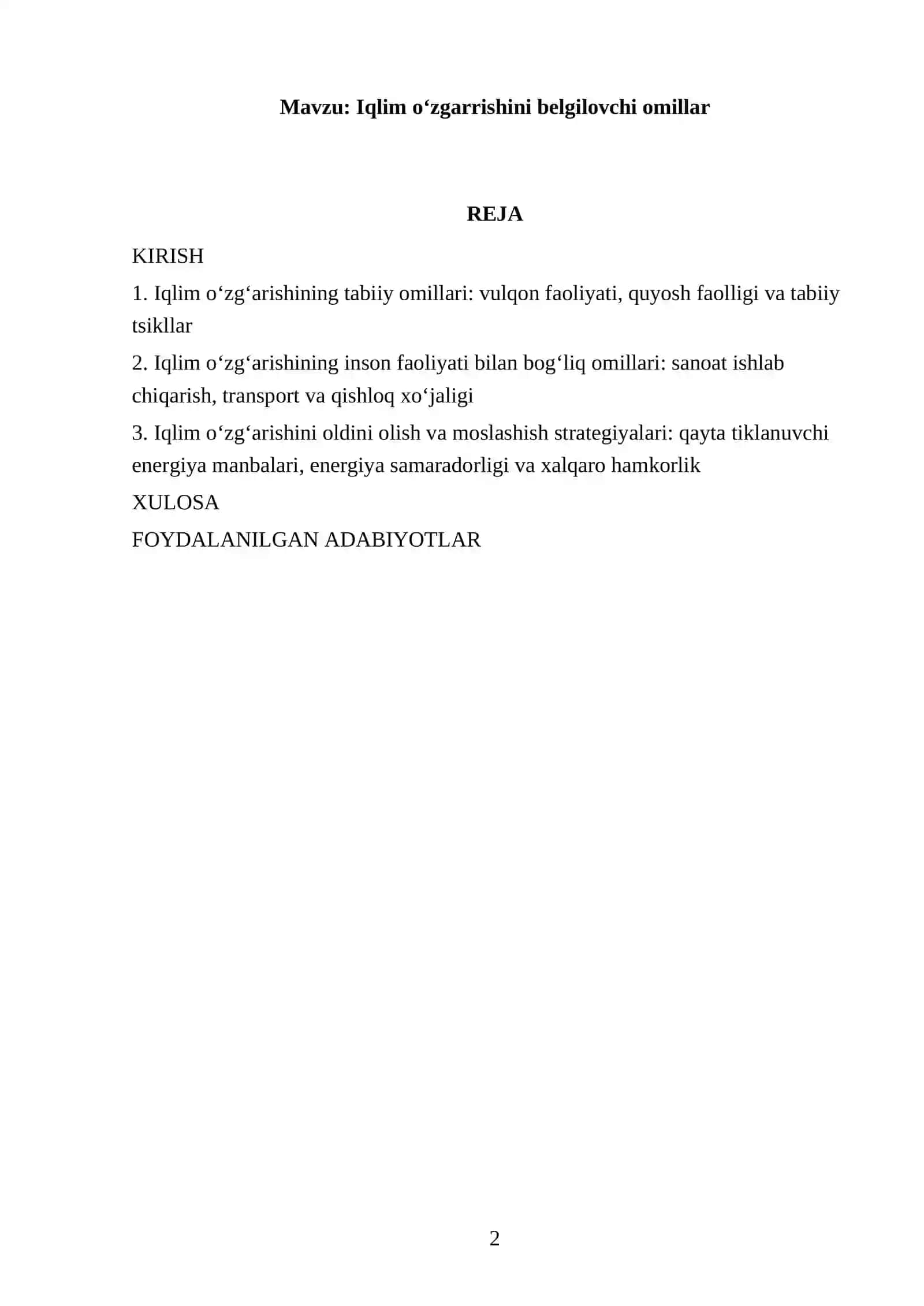 Iqlim oʻzgarrishini belgilovchi omillar 2