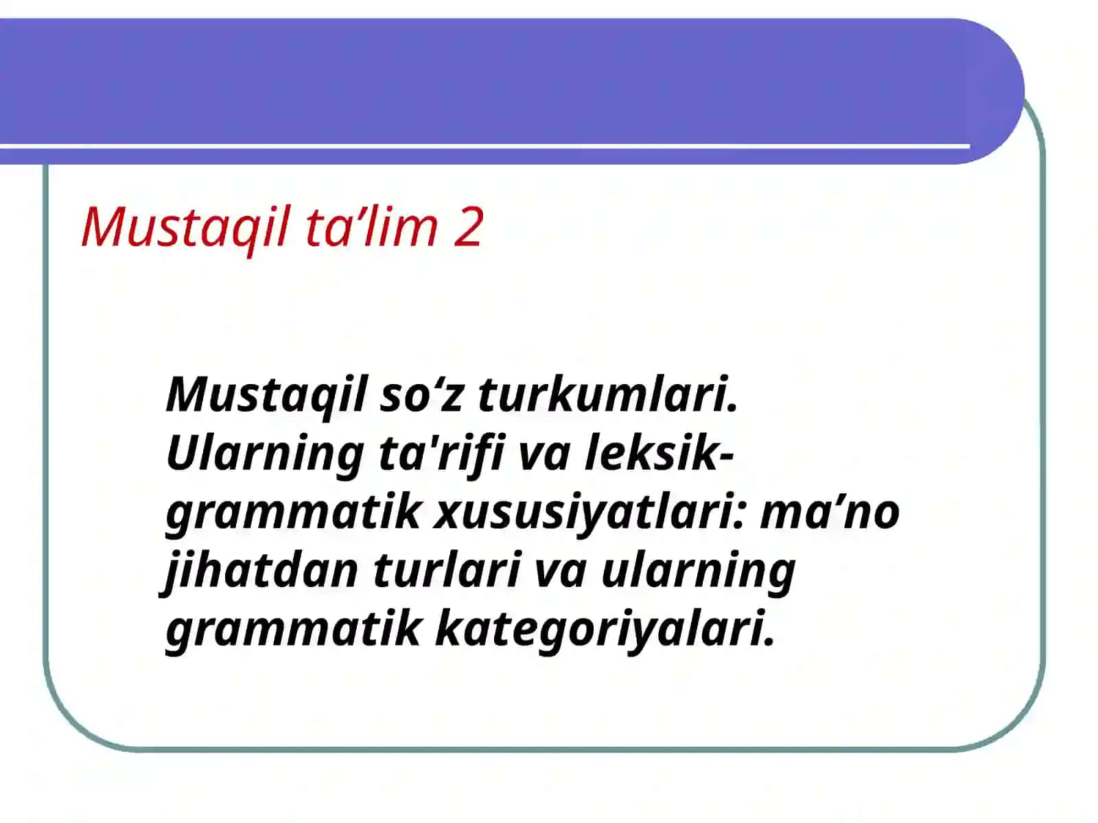 Maktabgacha va boshlangʻich taʼlim Boshlangʻich taʼlim yoʻnalishi 6-BT-23 Samadova Mehrinisoning Ona tili -oʻqish savodxonligi va uni o'qitish metodikasi fanidan taqdimoti 2