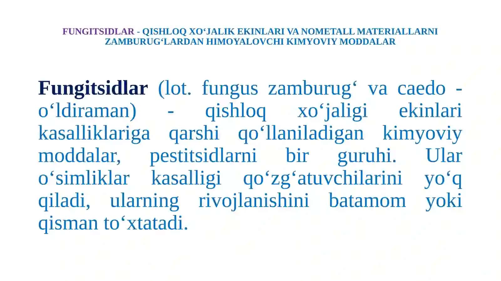 Qishloq xo‘jalik ekinlari va nometall materiallarni zamburug‘lardan himoyalovchi kimyoviy moddalar 2