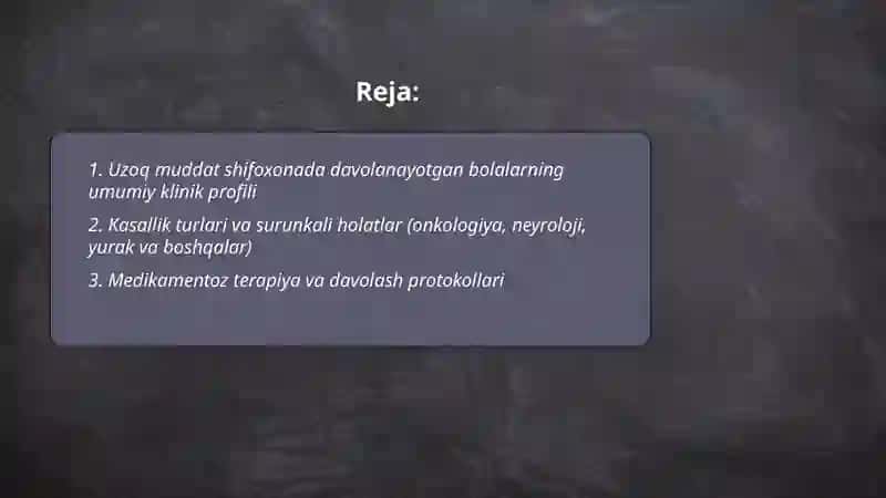 Shifoxonada uzoq muddat davolanayotgan bolalar tavsifi 2