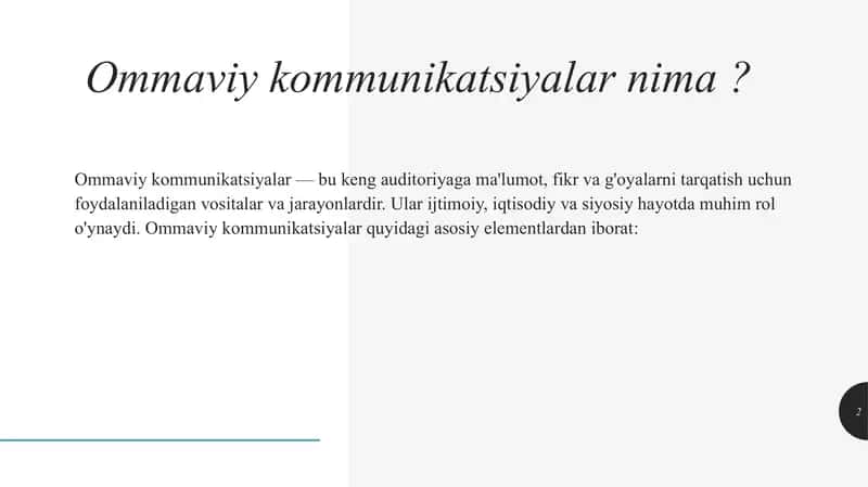 Ommaviy kommunikatsiyalarning ta'siri: mexanizmlar va texnologiyalar. 2