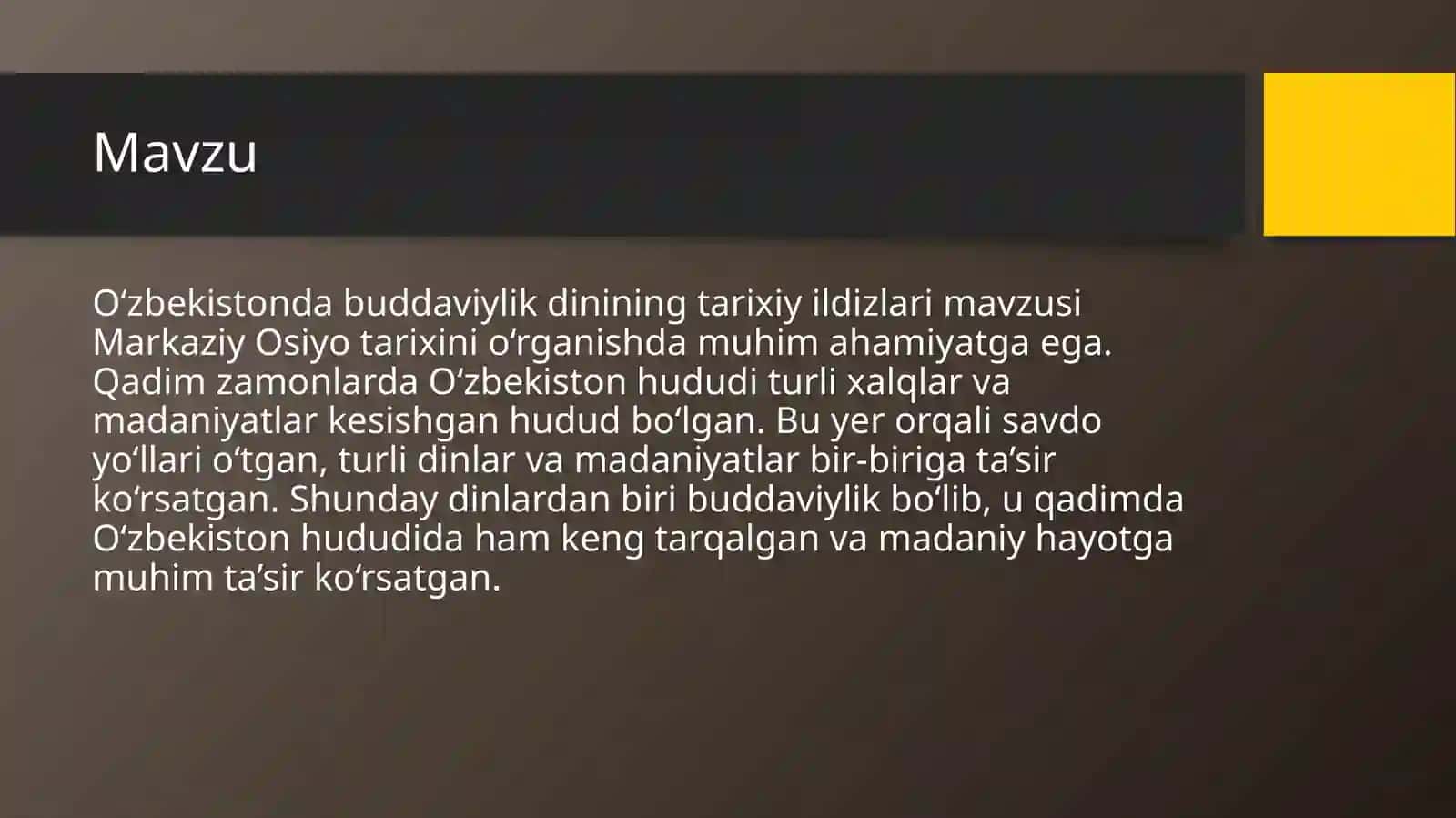 Oʻzbekistondabuddaviylikdinining tarixiy ildizlari 2