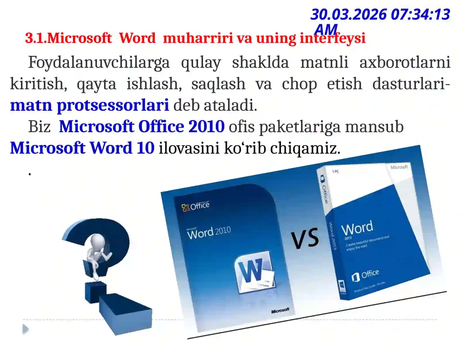 MATNLI AXBOROTLARNI QAYTA ISHLASH TEXNOLOGIYALARI 2