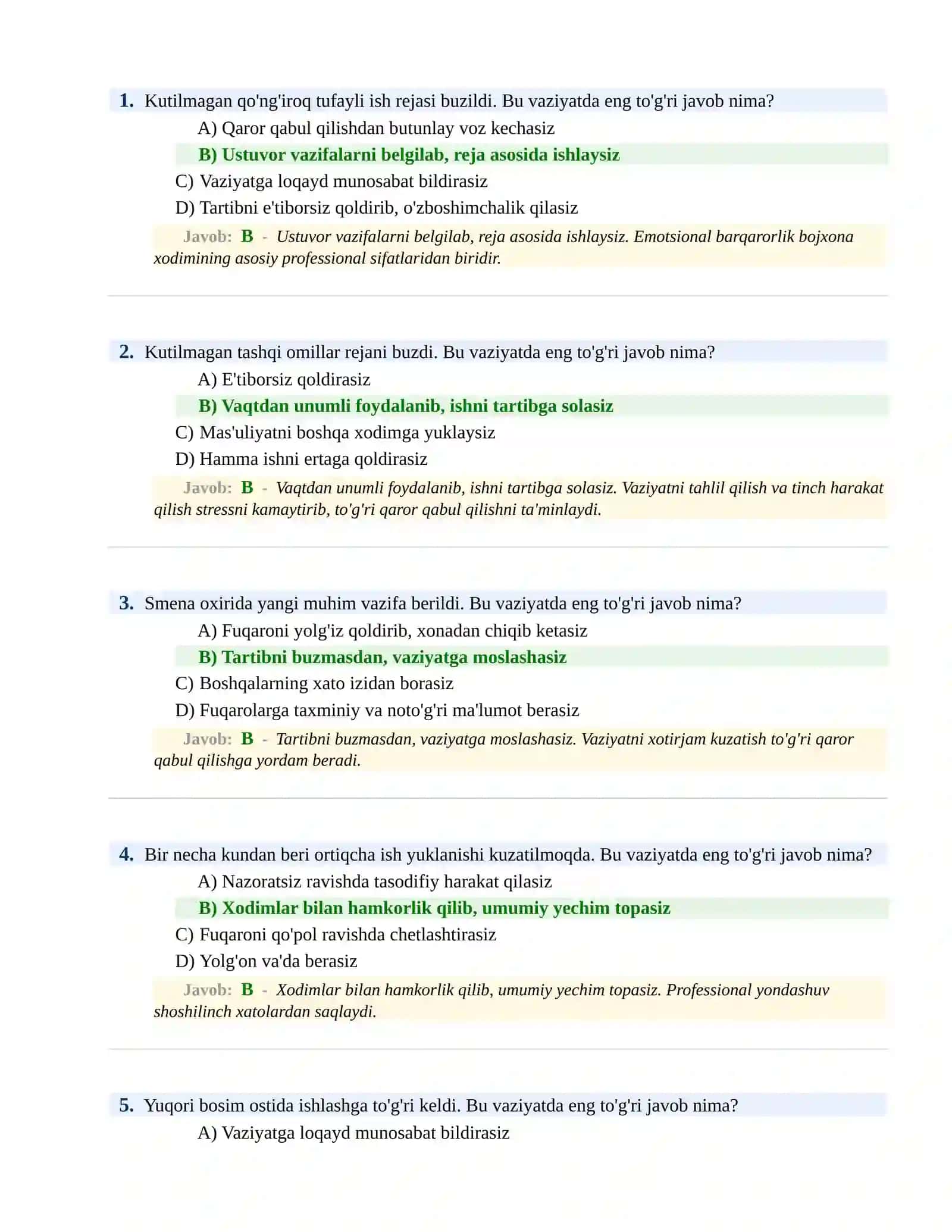 BOJXONA XIZMATIGA ISHGA KIRISH PSIXOLOGIK SINOV Testlari 2