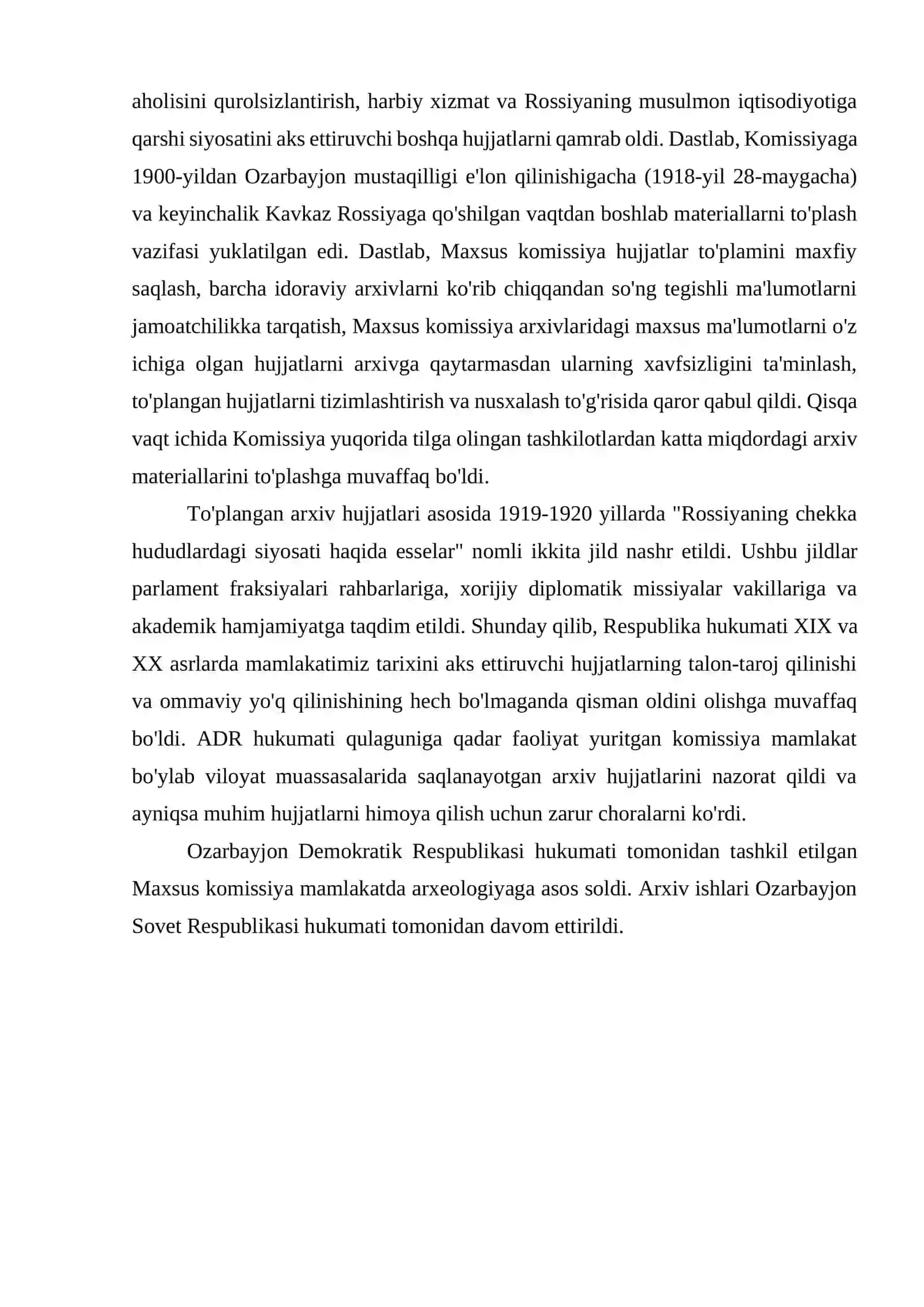 Ozarbayjon Arxiv ishi tarixi 2