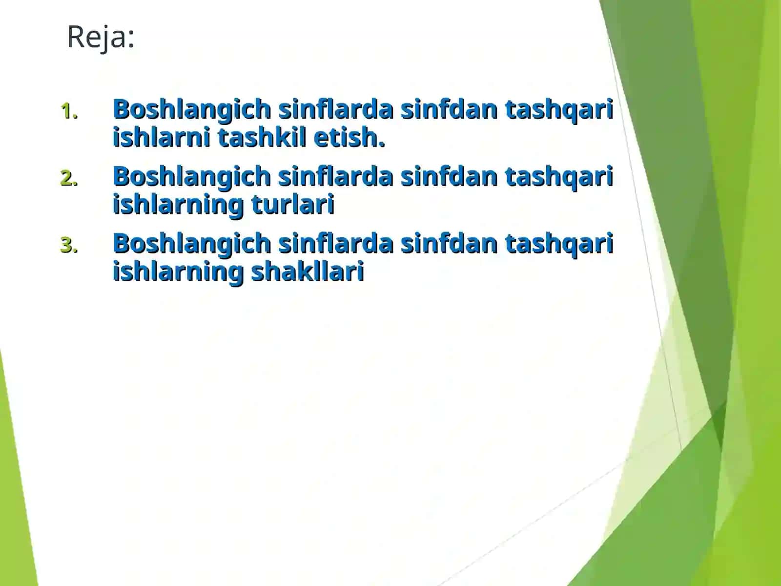 Boshlangich sinflarda sinfdan tashqari ishlarni tashkil etishning maqsad va vazifalari 2