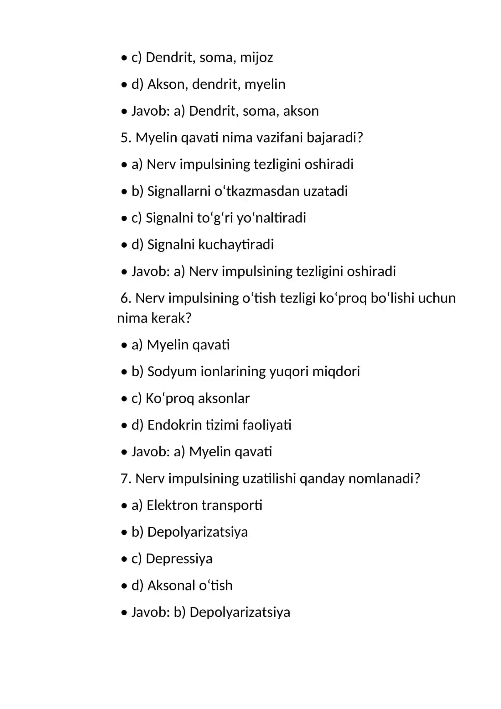 Nerv tolalari fiziologiyasi. Sinapslar fiziologiyasi 2