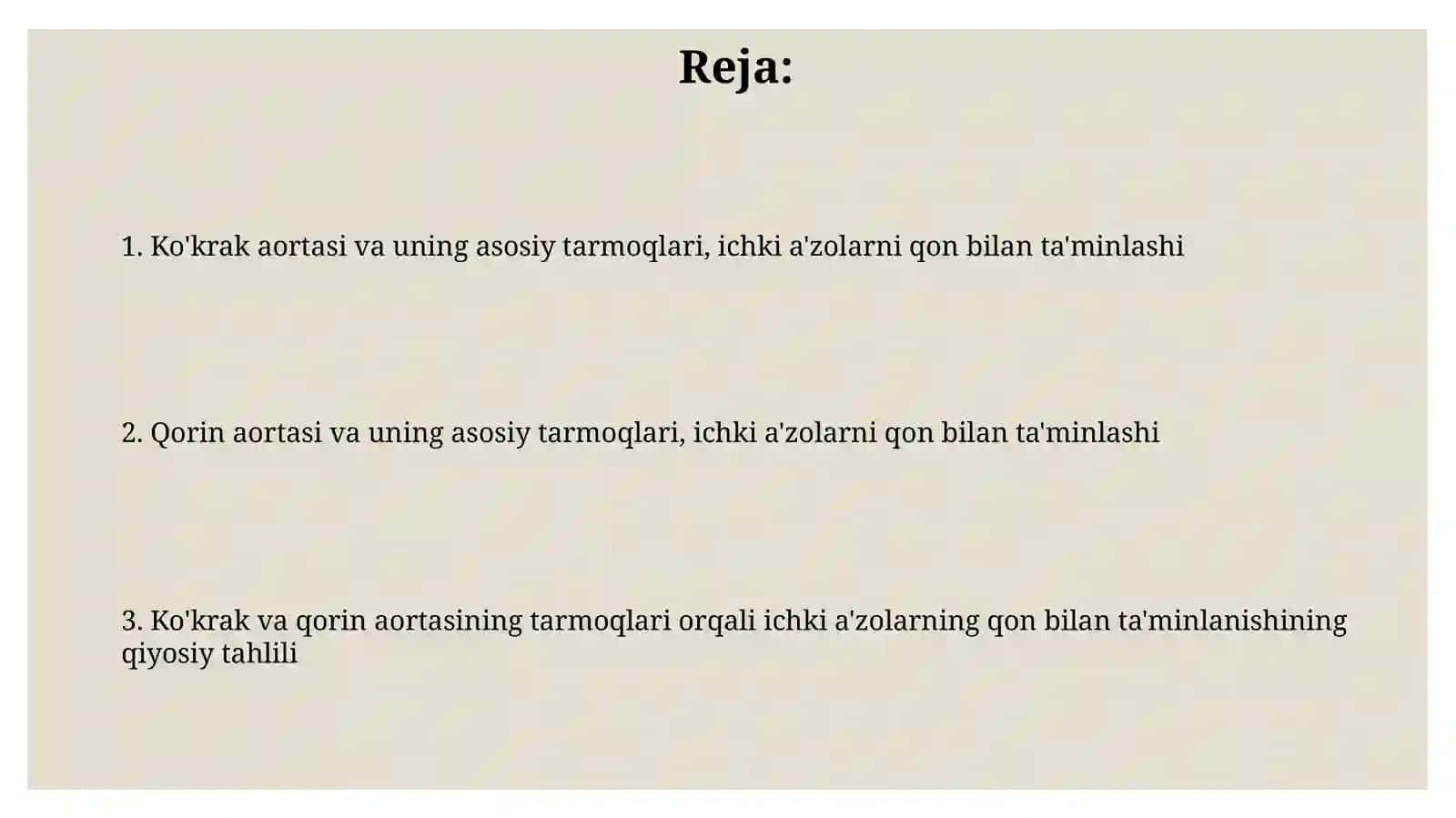 Ko’krak va qorin aortasinin asosiy tarmoqlari 2