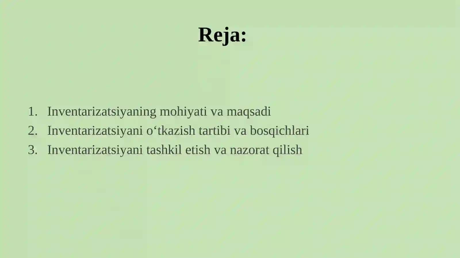 Inventarizatsiya va uni tashkil etish. 2