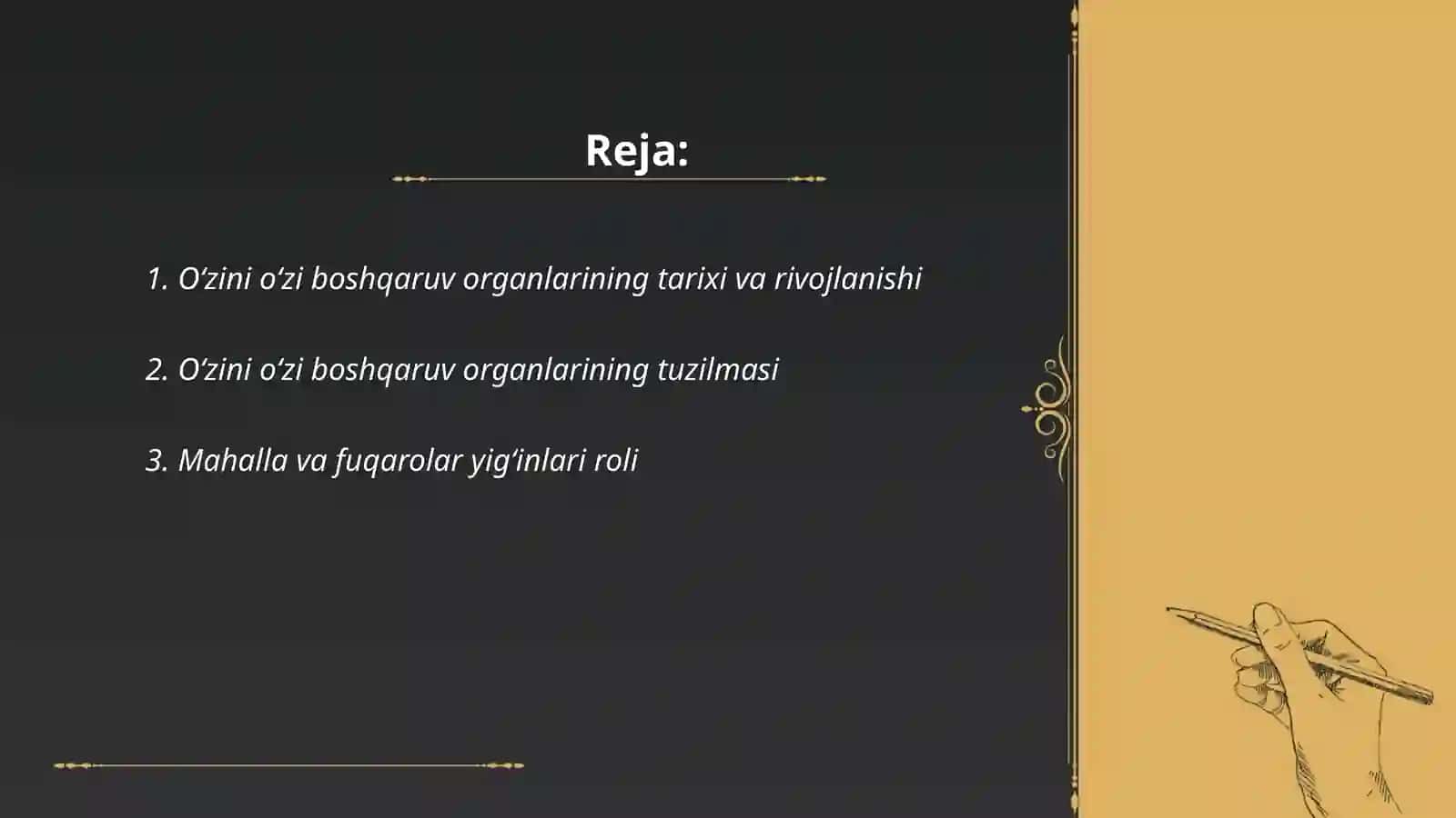 O‘zini o‘zi boshqaruv organlarining faoliyati va ularning jamiyatni demokratlashtirishdagi o‘rni 2