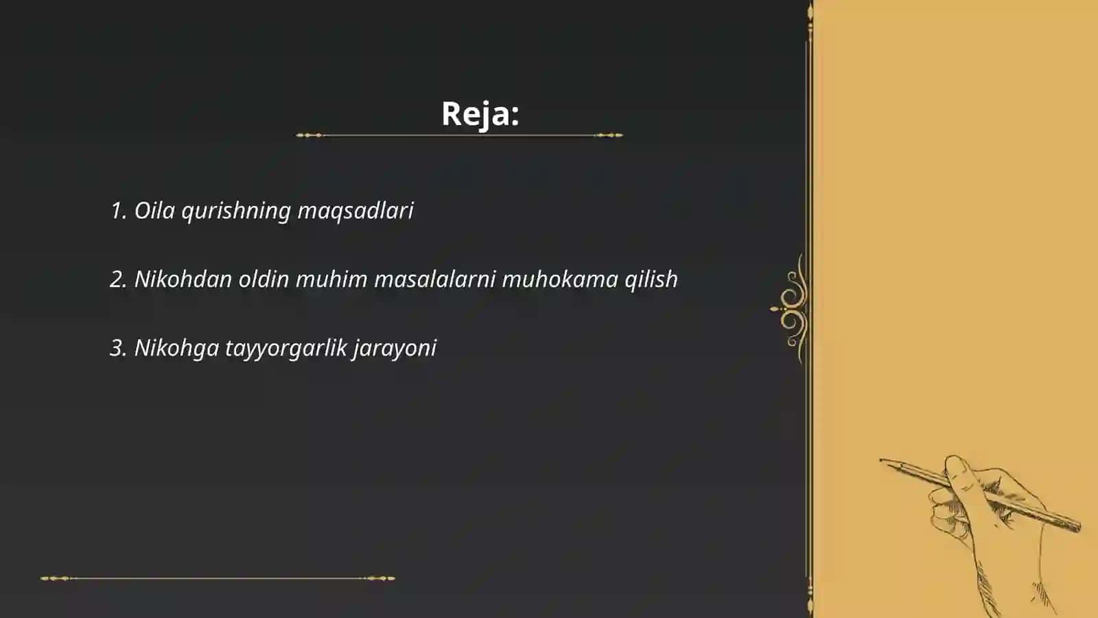 A. Fitratning " Oila asari" dagi oila qurish tartiblari va farzand tarbiyasiga oid ğoyalar 2
