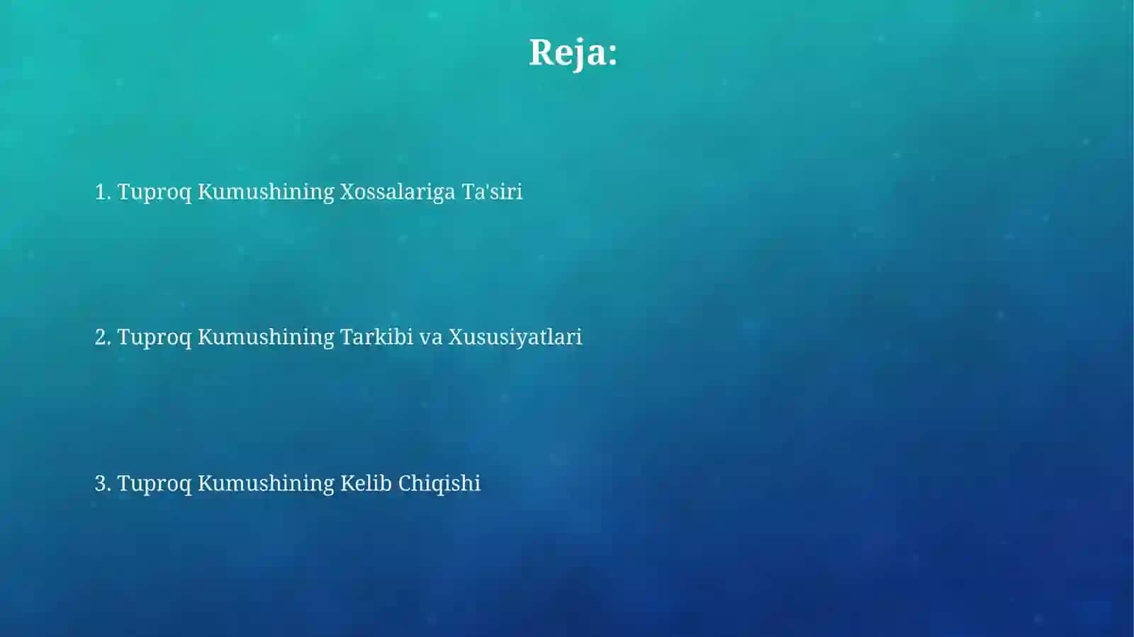 Tuproq Kumushining Kelib Chiqishi 2