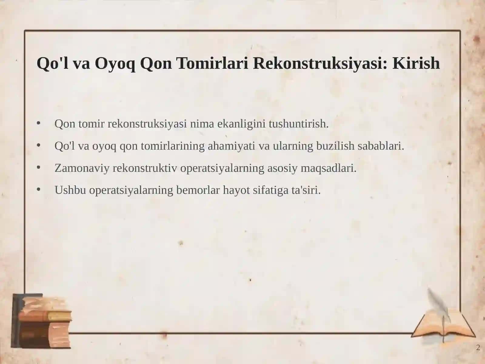 Qo'l va Oyoq Qon Tomirlarida Zamonaviy Rekonstruktiv Operatsiyalar 2