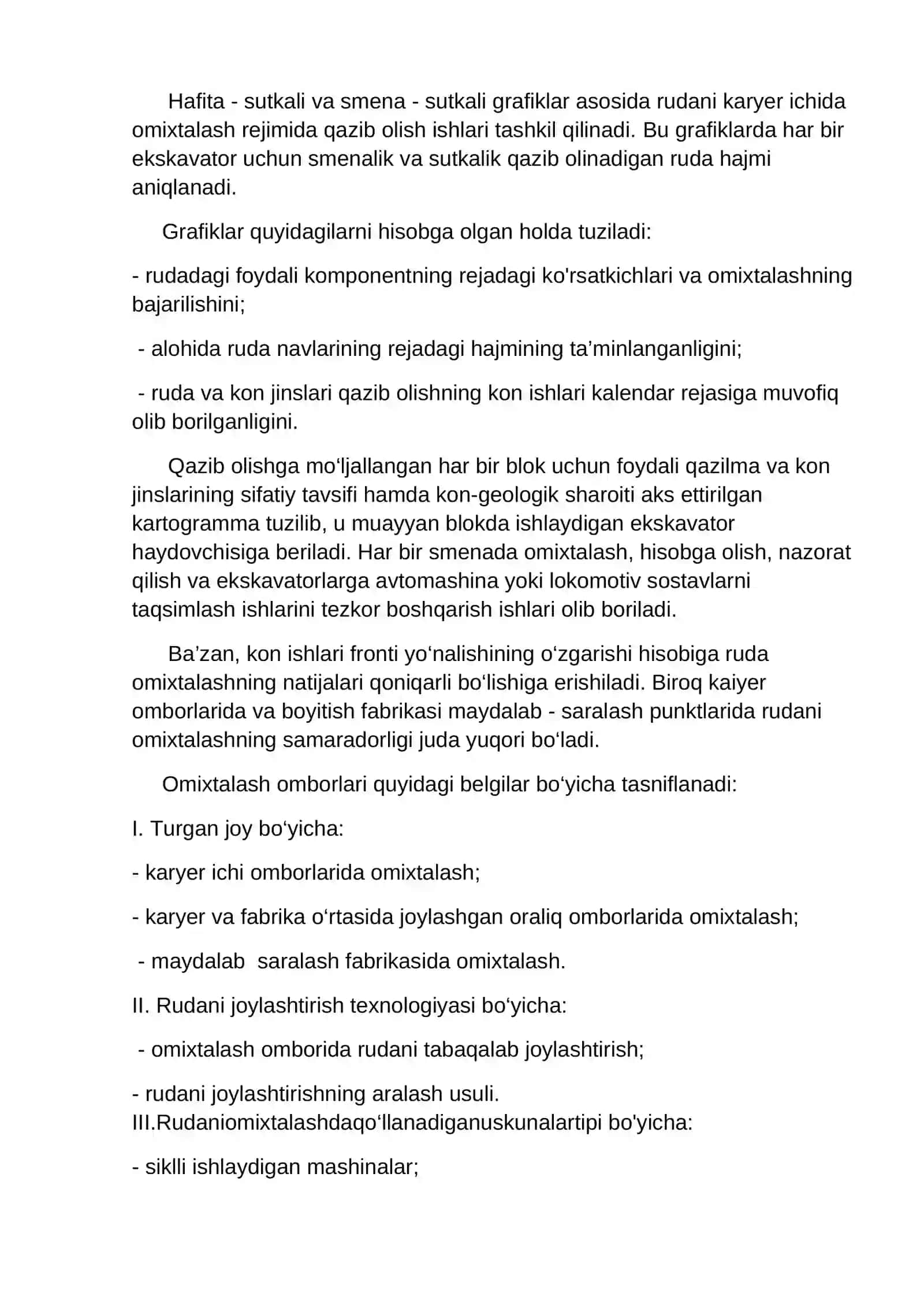 Murakkab strukturali konlarni qazib olishda rudani omuxtalash tamoyillari 2