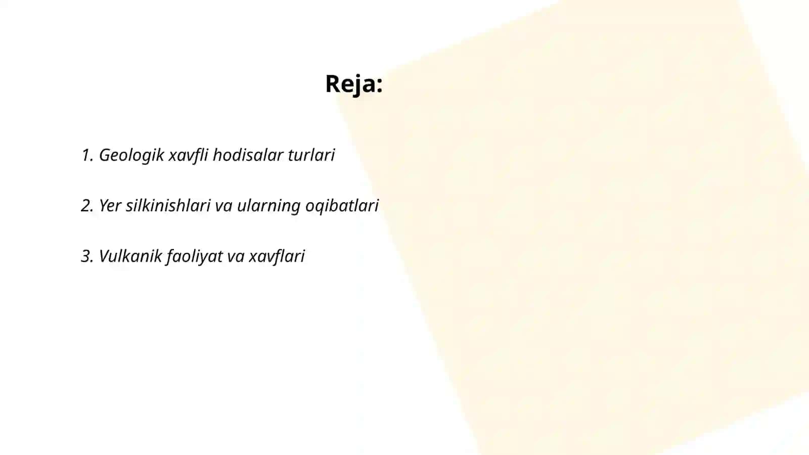 Geologik, gidrometeriologik xavfli hodisalar. Qurgʻoqchilik va yongʻinlarda fuqaro muhofazasi 2