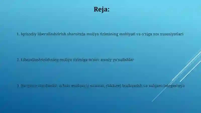 Iqtisodiy liberallashterish sharoitida moliya tizimining mohihati va o'ziga xos xususiyatlari 2