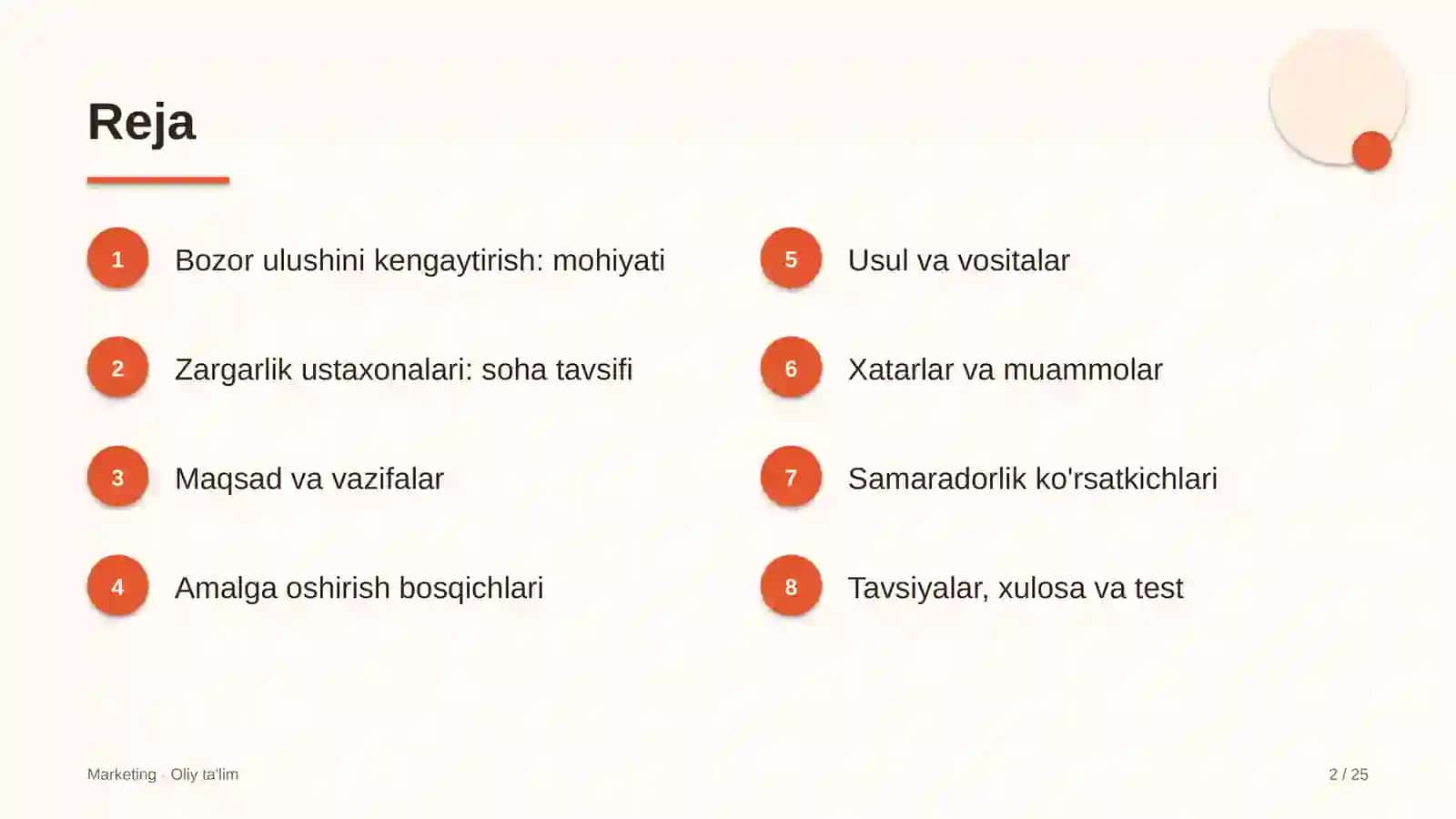Zargarlik ustaxonalarida bozor ulushini kengaytirish 2