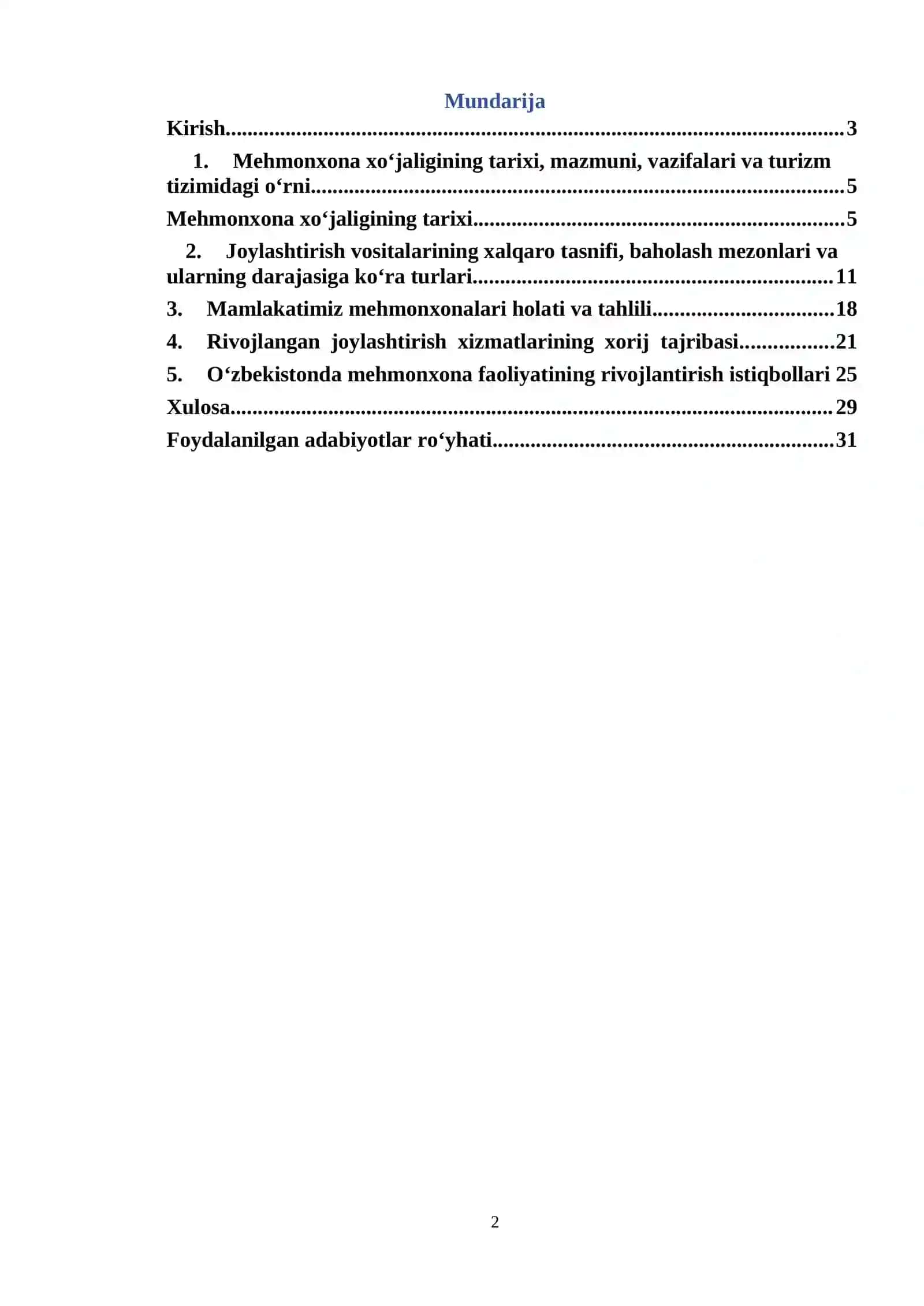 MEHMONXONALAR VA JOYLASHTIRISH VOSITALARINING TURLARI VA TASNIFI 2