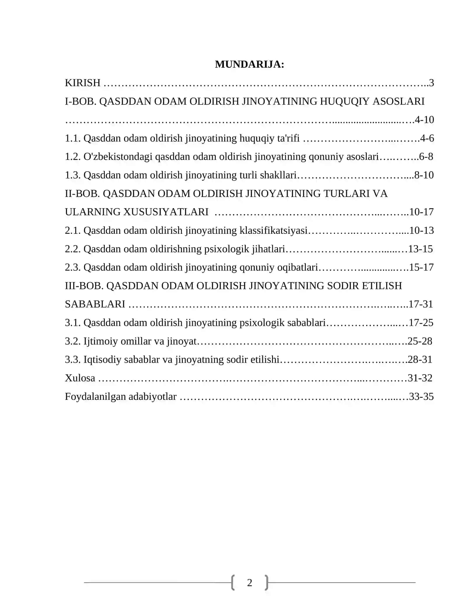 “QASDDAN ODAM OLDIRISH JINOYATI TUSHUNCHASI VA TURLARI” 2