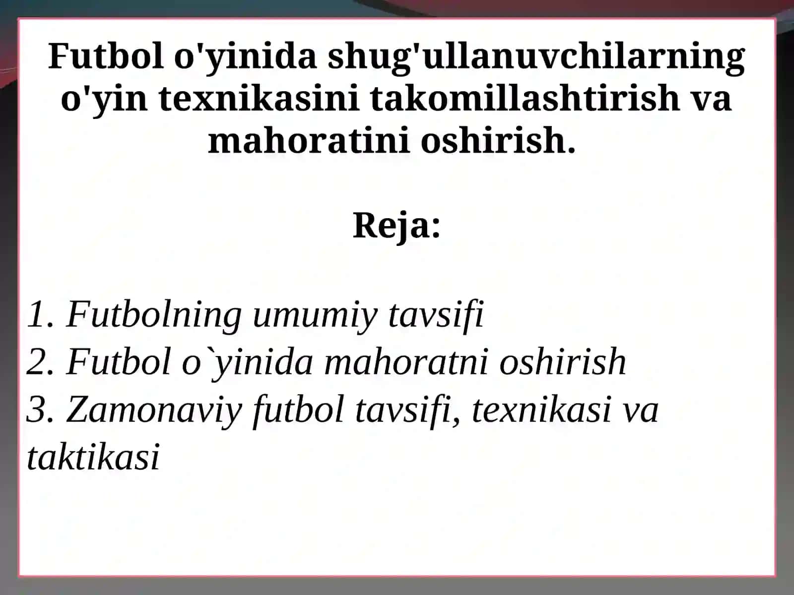 JISMONIY MADANIYAT YO'NALISHI 2